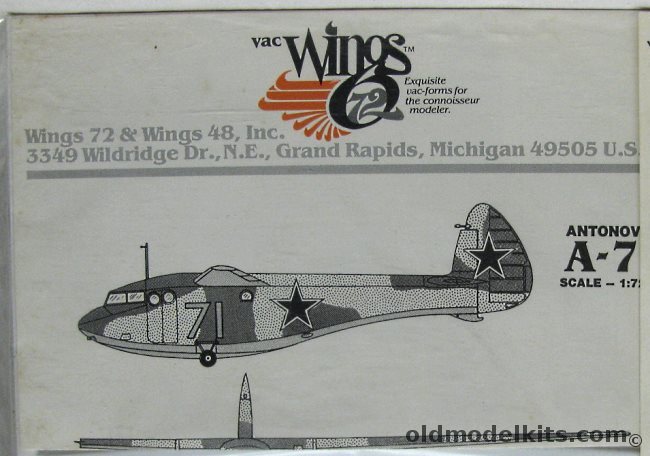 Vac Wings 1/72 Antonov A-7 Glider, WV7225 plastic model kit